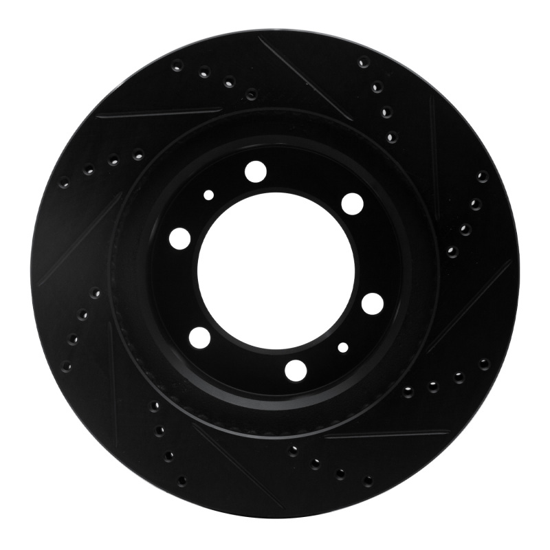 Toyota Tacoma Brake Rotor (1) - Front Left - R1 Concepts - Drilled & Slotted - Black - `03-`23